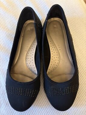 Karen Scott Black Crystal-Accented Women's Ballet Flats